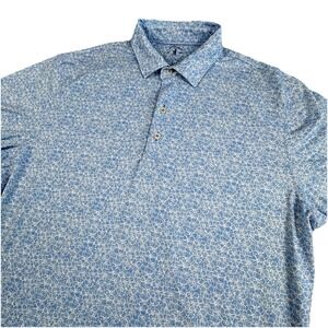 Johnnie-O Top Shelf Performance Polo Men L Boven Malibu AOP Golf Stretch Blue